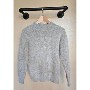 Angora rabbit hair and lambswool blend gray crewneck sweater women's size medium